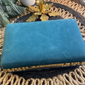 Vintage Suede Jewelry Case with Gold Accents